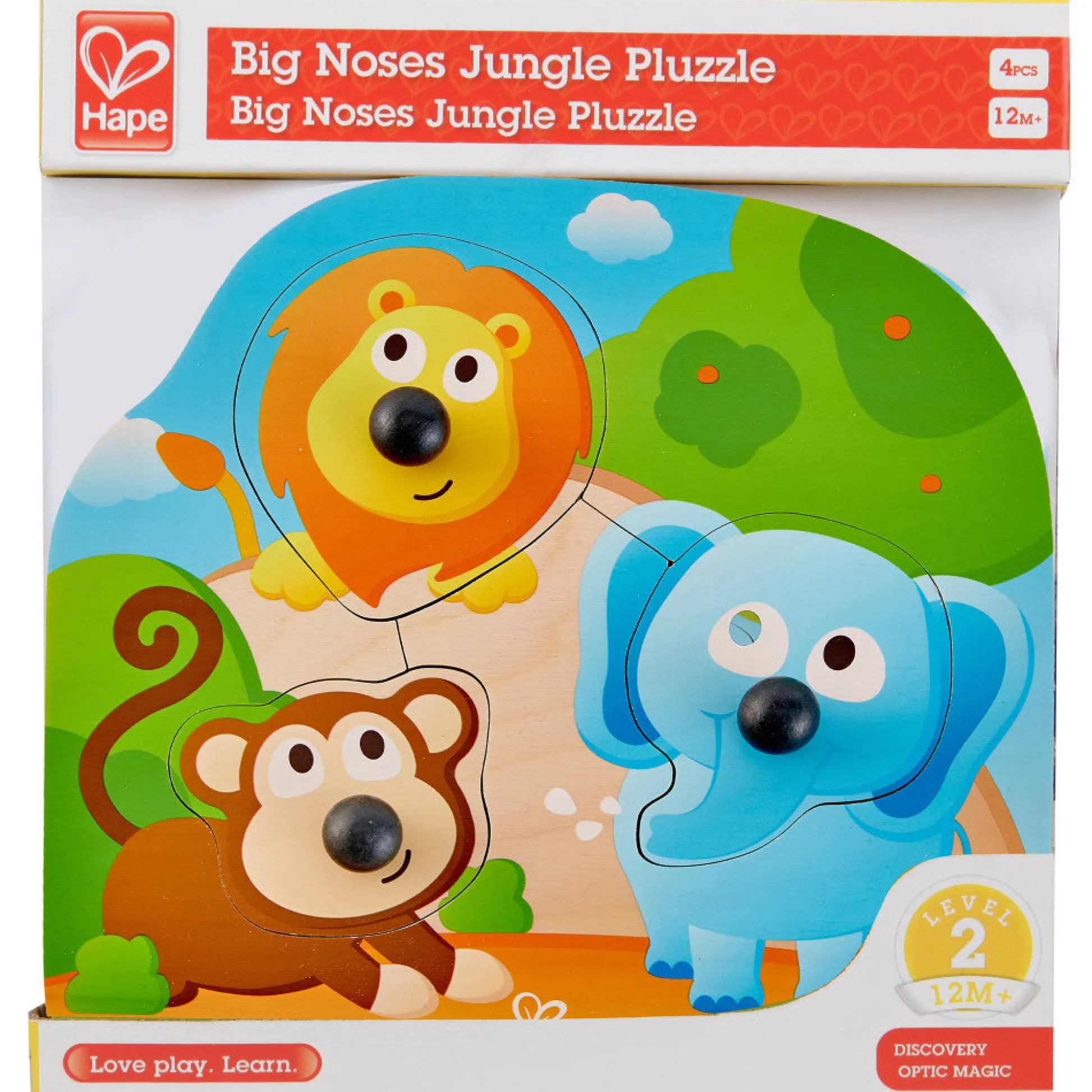 Flat River Group Hape Jungle Adventure Big Nose 4pc Wooden Puzzle* Puzzles
