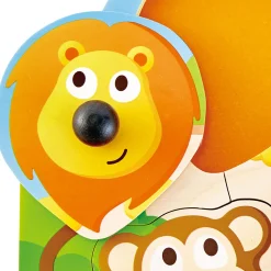 Flat River Group Hape Jungle Adventure Big Nose 4pc Wooden Puzzle* Puzzles