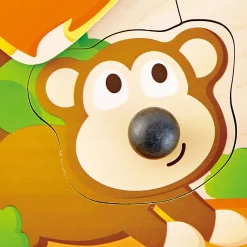 Flat River Group Hape Jungle Adventure Big Nose 4pc Wooden Puzzle* Puzzles