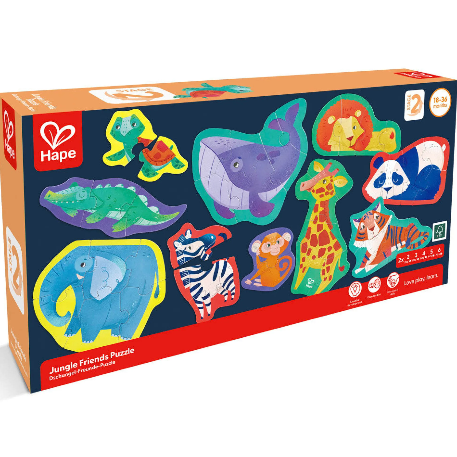 Flat River Group Hape Jungle Friends 10-Pack Animal Shaped Puzzles* Puzzles