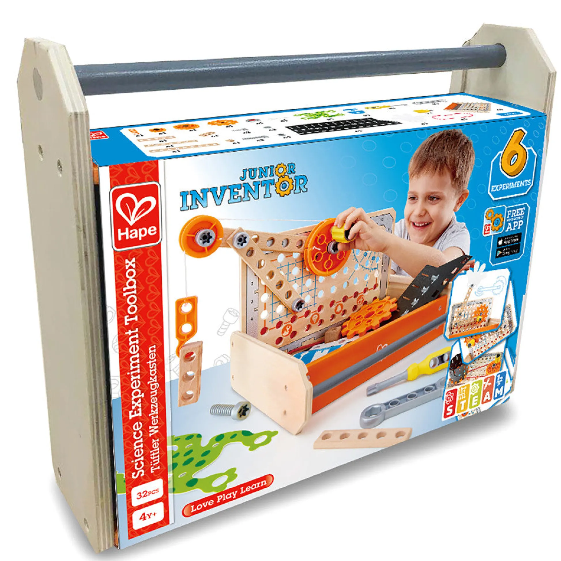 Flat River Group Hape Junior Inventor 32-Piece Science Experiment Toolbox Kit* Science Toys