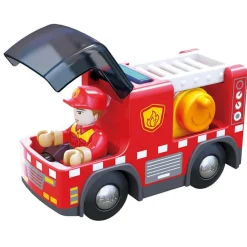 Flat River Group Hape Light & Sound Red Fire Truck with Siren - Interactive Engine Toy Vehicle* Tools & Workshops|Dress Up