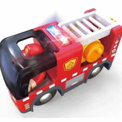 Flat River Group Hape Light & Sound Red Fire Truck with Siren - Interactive Engine Toy Vehicle* Tools & Workshops|Dress Up