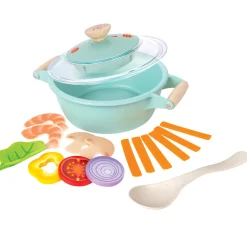 Flat River Group Hape Little Chef Teal Wooden Kitchen Playset - 9pc Cooking & Steam Set* Kitchens & Play Food|Dress Up