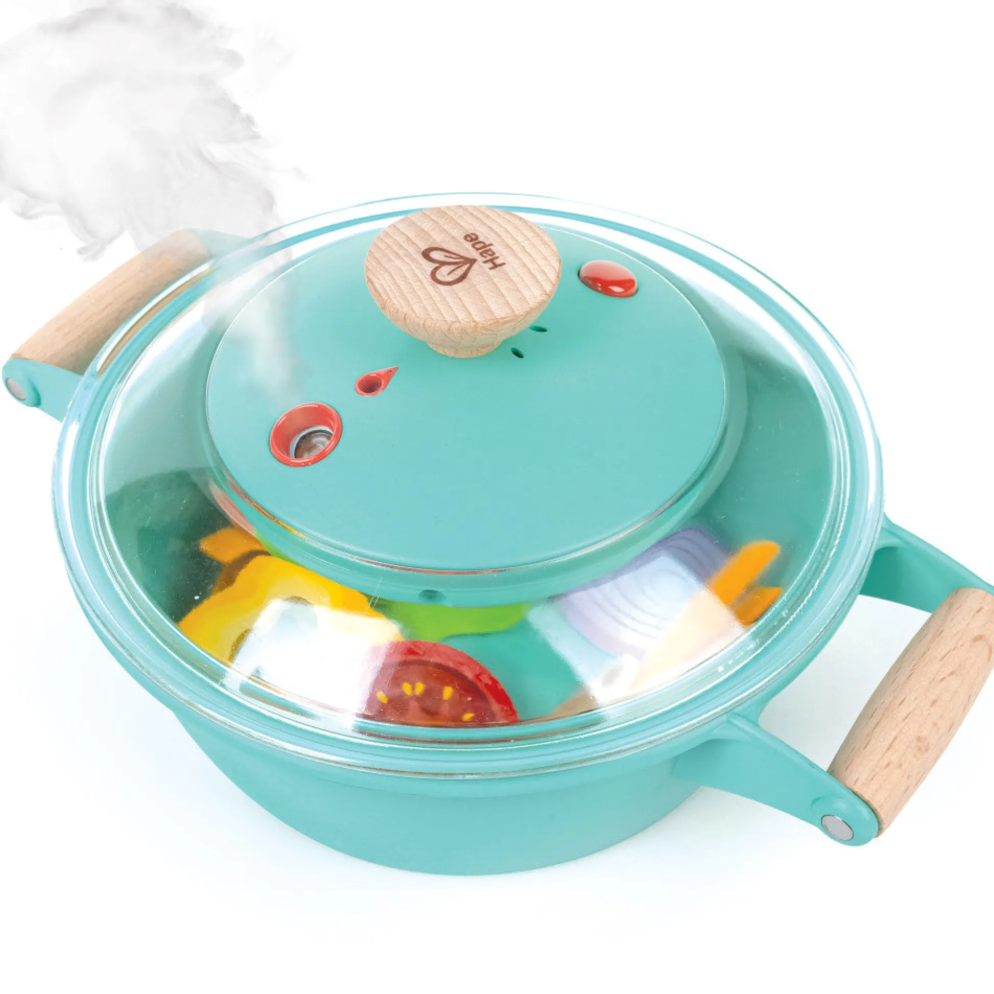 Flat River Group Hape Little Chef Teal Wooden Kitchen Playset - 9pc Cooking & Steam Set* Kitchens & Play Food|Dress Up