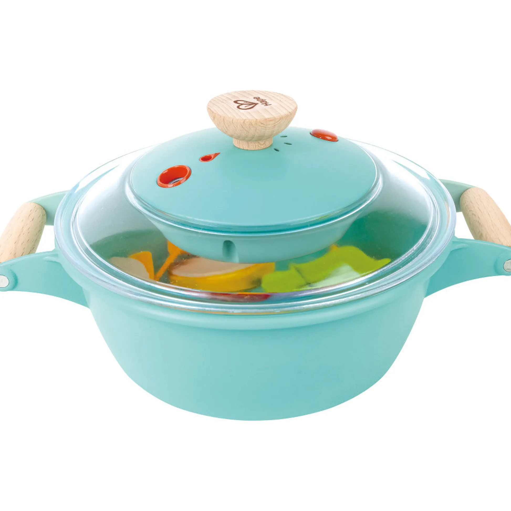 Flat River Group Hape Little Chef Teal Wooden Kitchen Playset - 9pc Cooking & Steam Set* Kitchens & Play Food|Dress Up