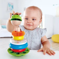 Flat River Group Hape Mr. Frog Stacking Rings - Colorful Learning Toy with Wobbling Base* Blocks, Sorting & Stacking Toys