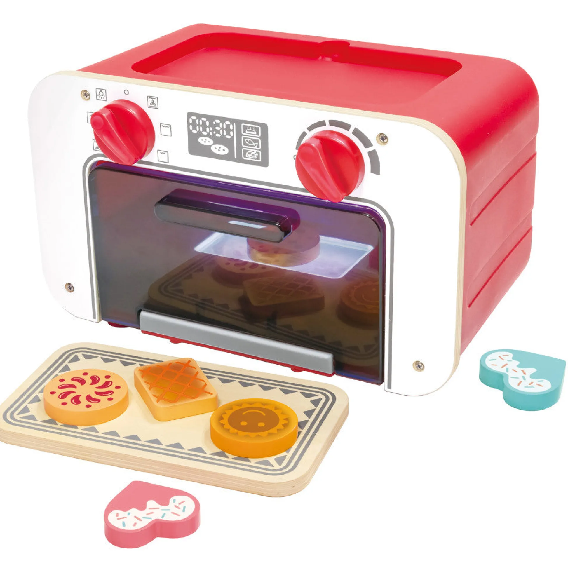 Flat River Group Hape My Baking Oven Playset with Magic Color-Changing Cookies - Red & White* Kitchens & Play Food|Dress Up