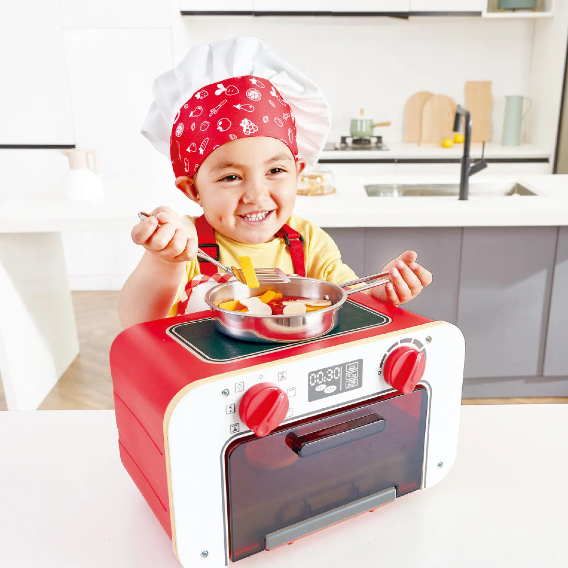 Flat River Group Hape My Baking Oven Playset with Magic Color-Changing Cookies - Red & White* Kitchens & Play Food|Dress Up