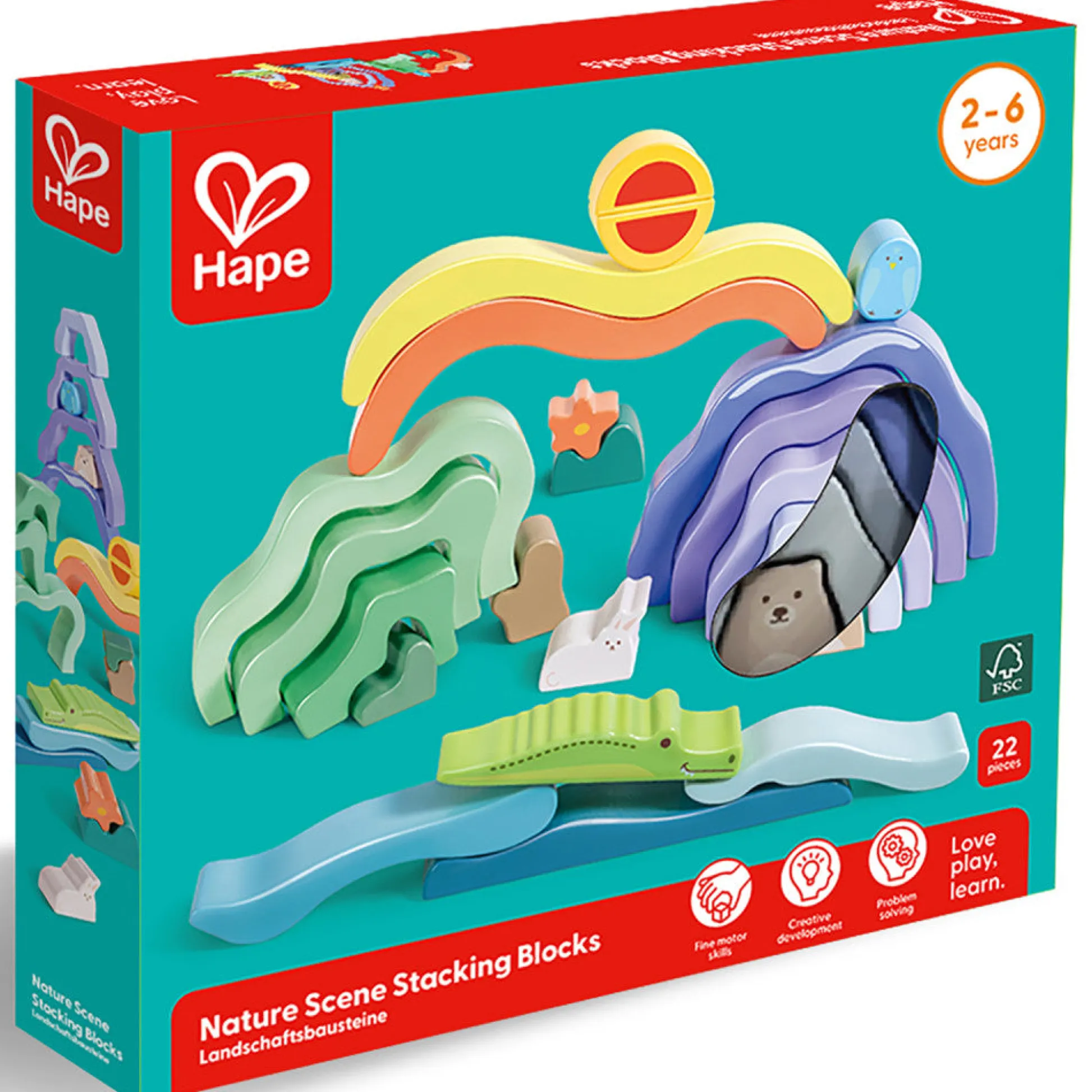 Flat River Group Hape Nature Scene Stacking Blocks – Colorful Wooden Nesting Toy* Blocks, Sorting & Stacking Toys