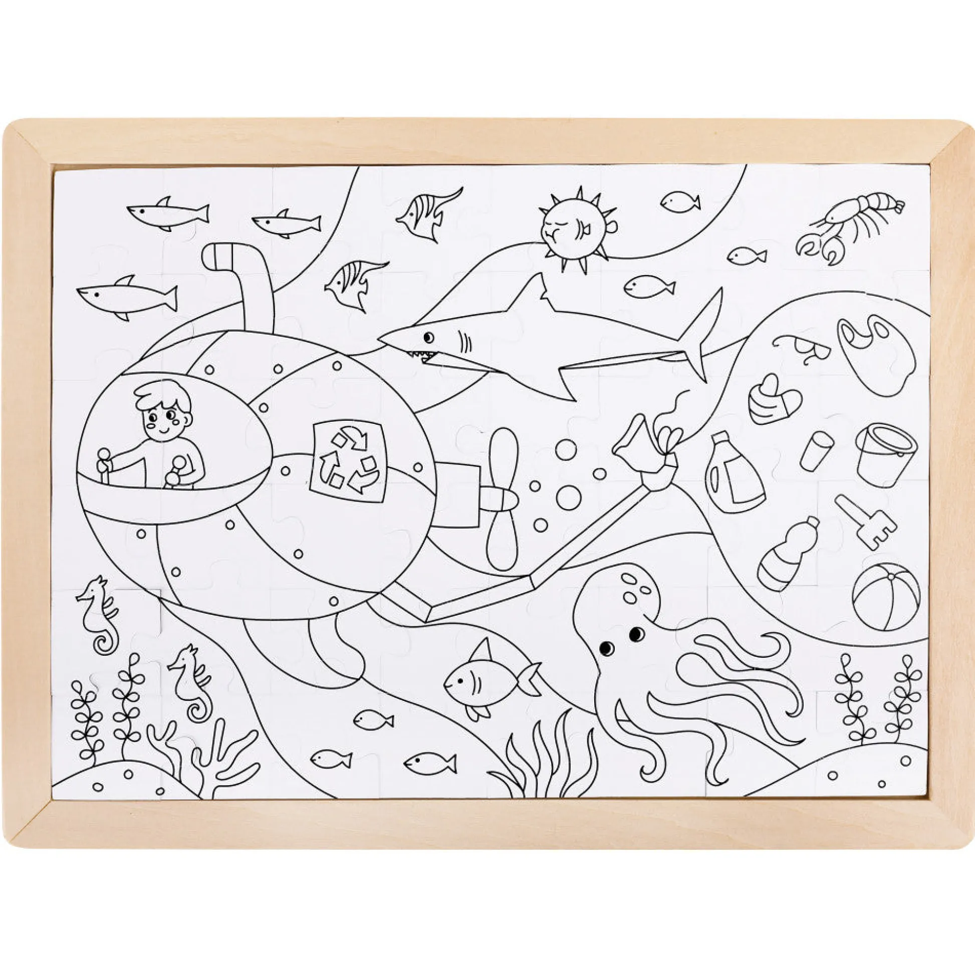 Flat River Group Hape Ocean Rescue 48pc Double-Sided Coloring Jigsaw Puzzle* Puzzles