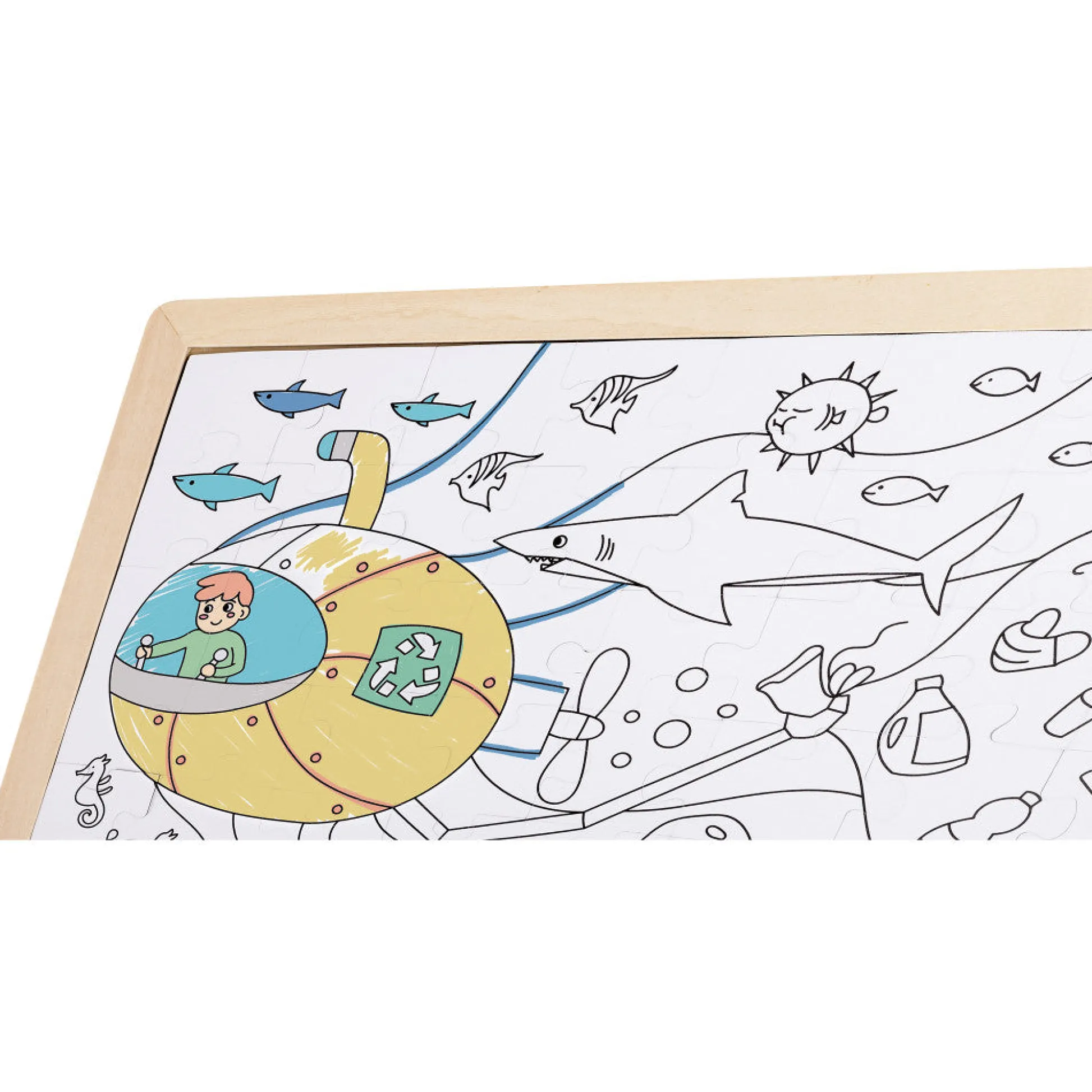 Flat River Group Hape Ocean Rescue 48pc Double-Sided Coloring Jigsaw Puzzle* Puzzles