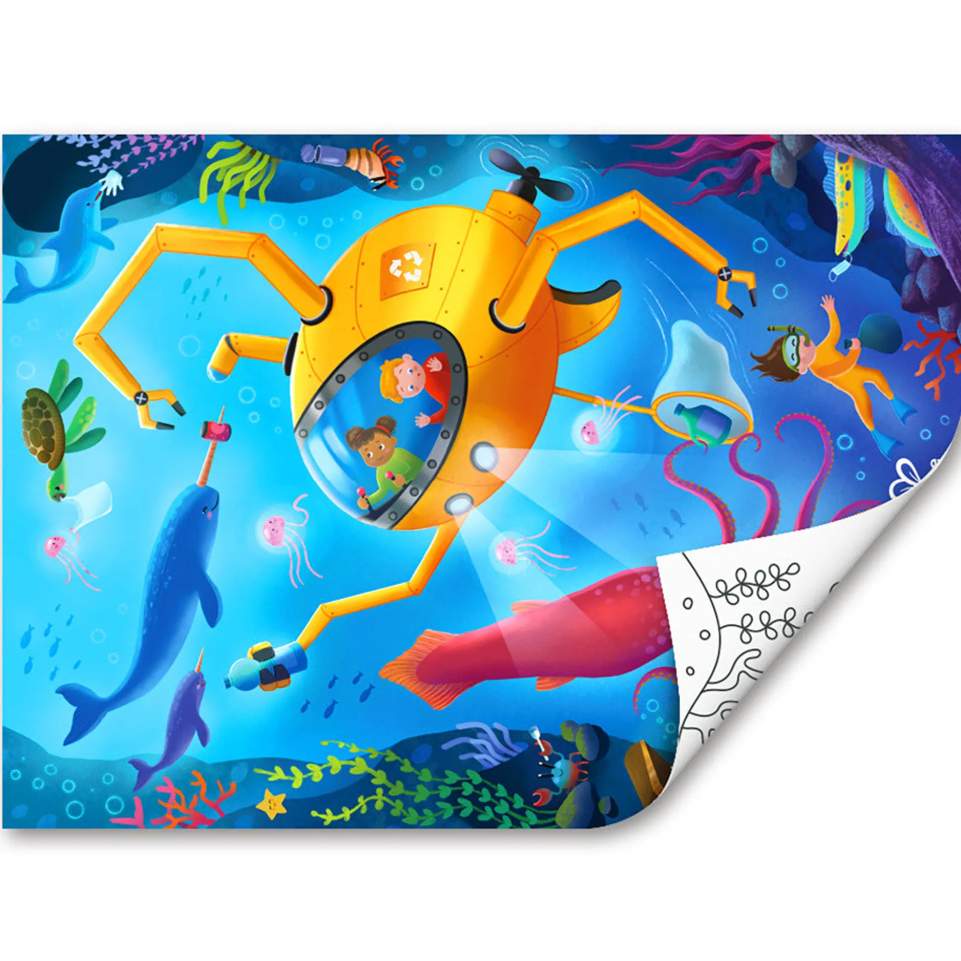 Flat River Group Hape Ocean Rescue 48pc Double-Sided Coloring Jigsaw Puzzle* Puzzles