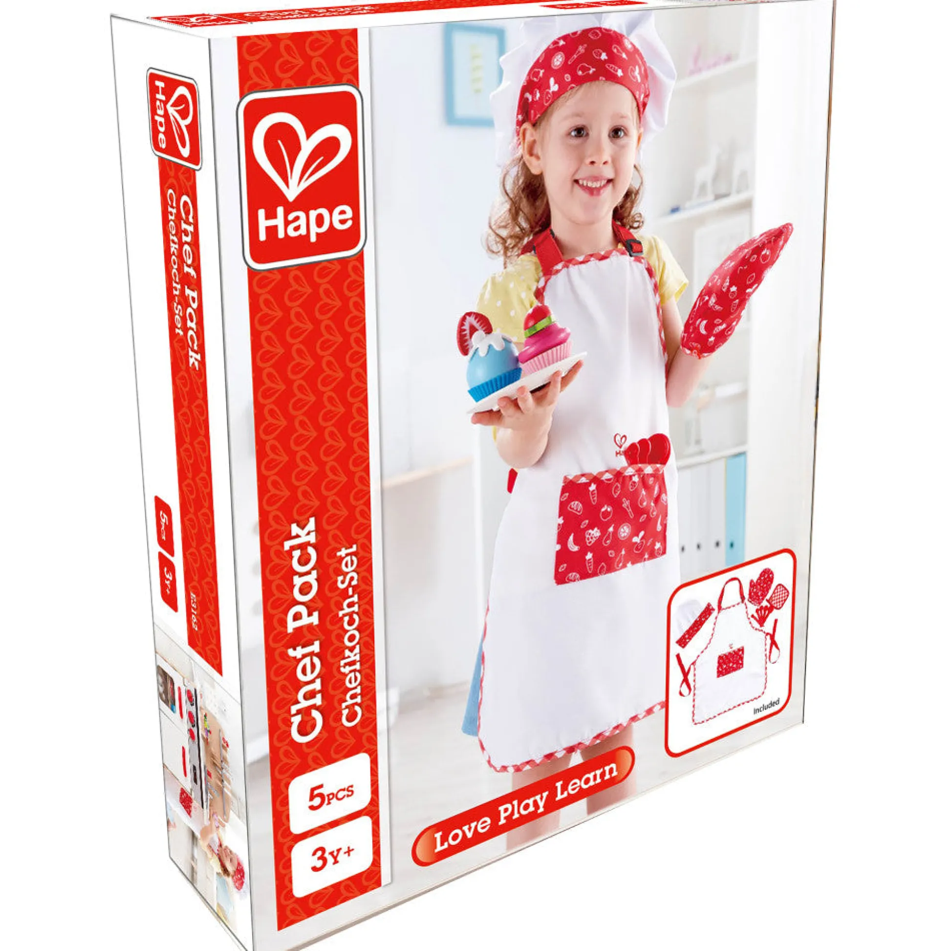Flat River Group Hape 5pc Chef Pack - Red & White, Kitchen Dress Up Toy Playset* Dress Up & Accessories|Dress Up