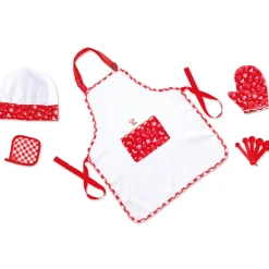 Flat River Group Hape 5pc Chef Pack - Red & White, Kitchen Dress Up Toy Playset* Dress Up & Accessories|Dress Up