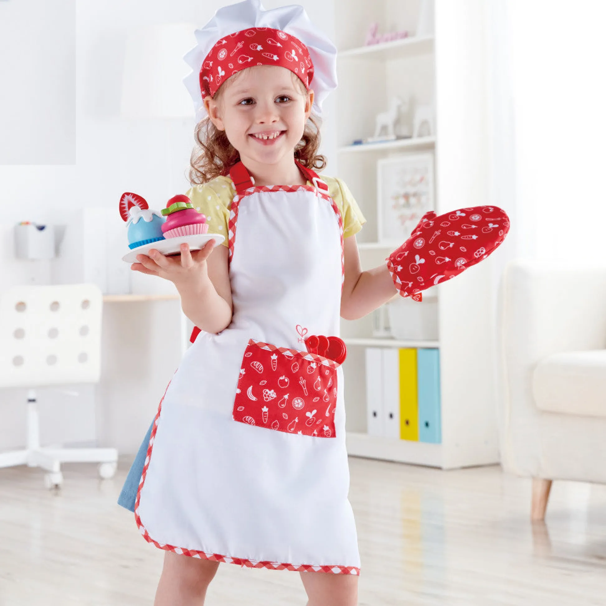 Flat River Group Hape 5pc Chef Pack - Red & White, Kitchen Dress Up Toy Playset* Dress Up & Accessories|Dress Up