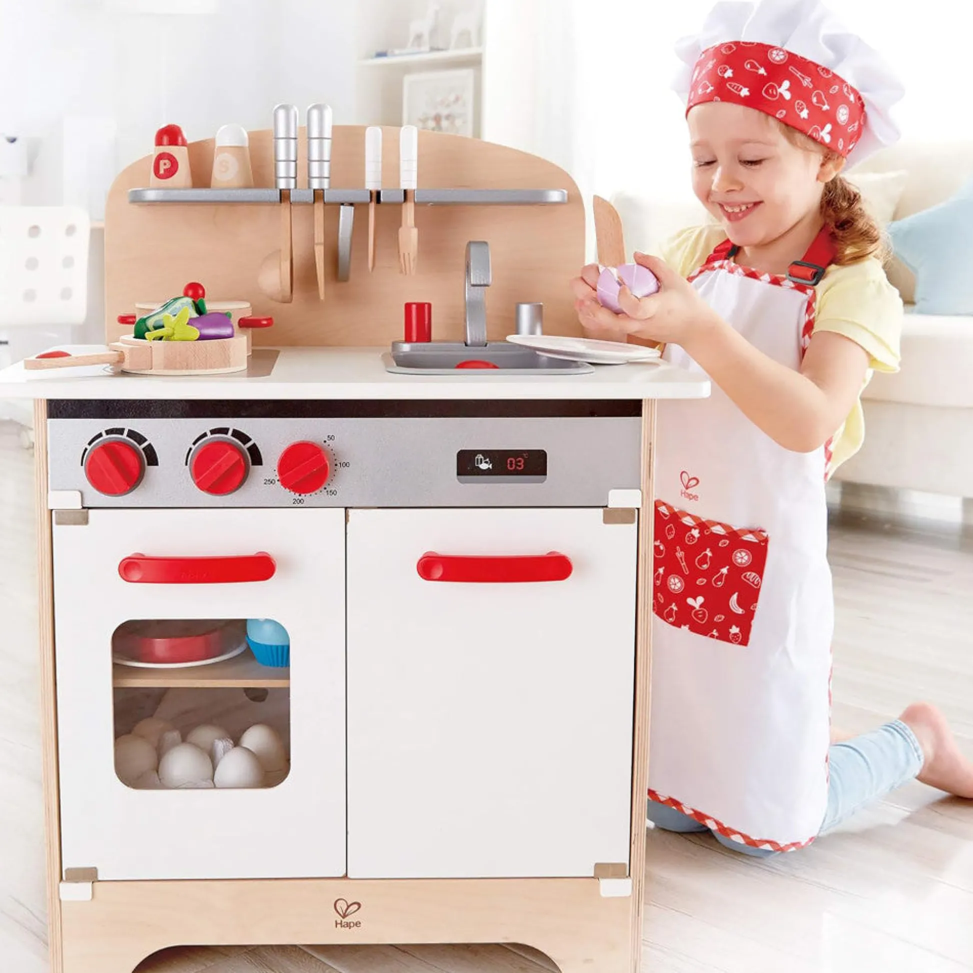 Flat River Group Hape 5pc Chef Pack - Red & White, Kitchen Dress Up Toy Playset* Dress Up & Accessories|Dress Up