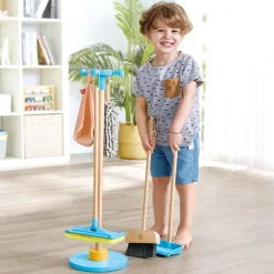 Flat River Group Hape 6pc Clean Up Broom Set - Yellow & Blue Playset* Tools & Workshops|Dress Up
