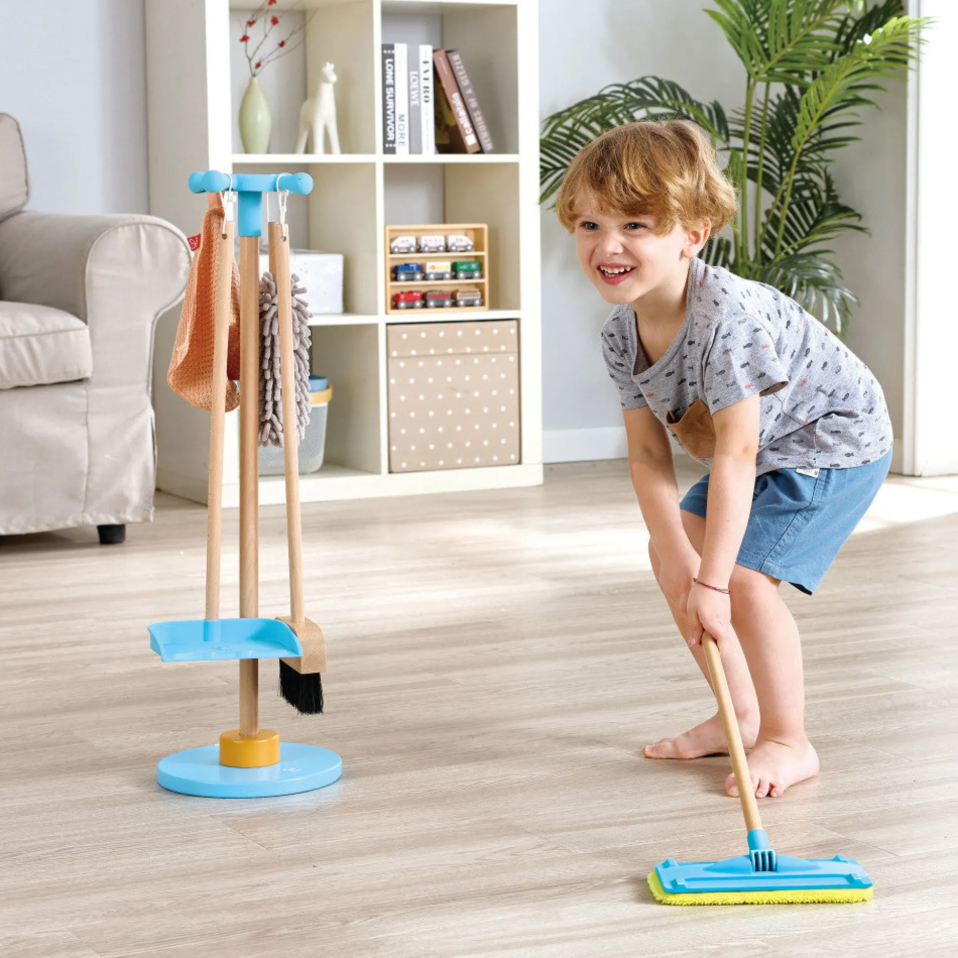 Flat River Group Hape 6pc Clean Up Broom Set - Yellow & Blue Playset* Tools & Workshops|Dress Up
