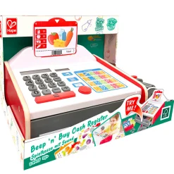 Flat River Group Hape 24-Piece Beep 'N' Buy Cash Register - Red & White* Kitchens & Play Food|Dress Up