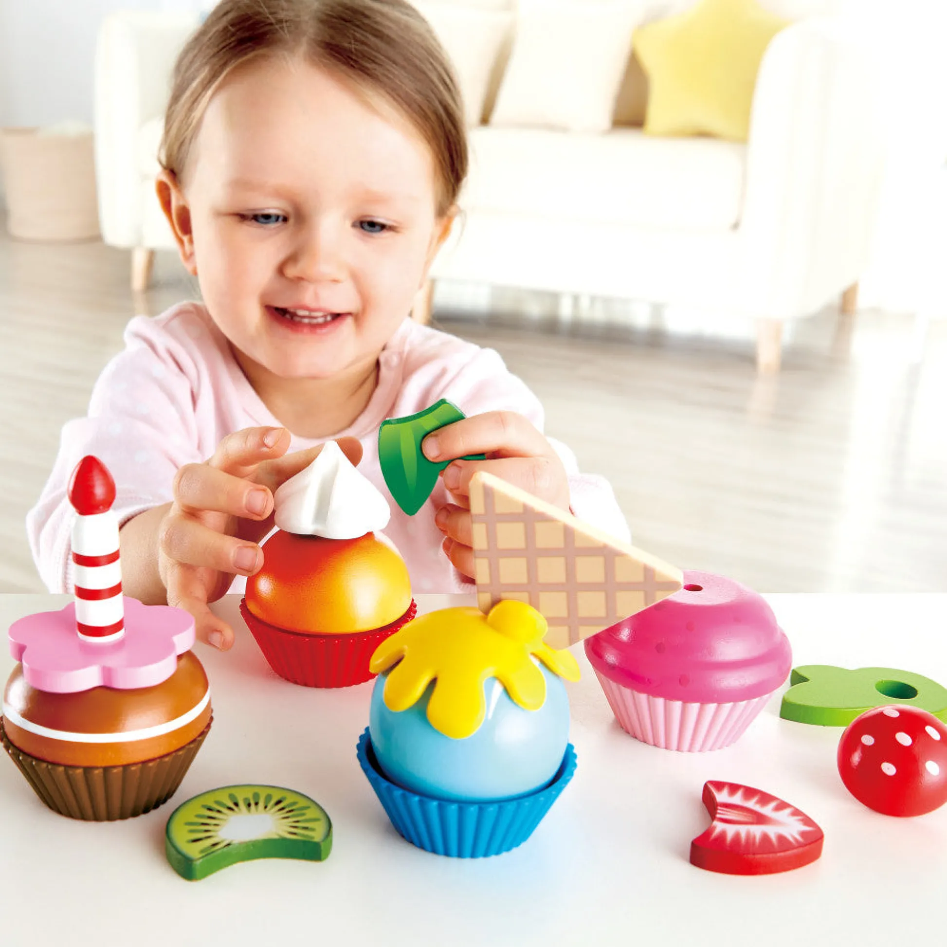 Flat River Group Hape 18-Piece Cupcake Set - Colorful Wooden Desserts Playset* Kitchens & Play Food|Dress Up