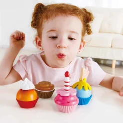 Flat River Group Hape 18-Piece Cupcake Set - Colorful Wooden Desserts Playset* Kitchens & Play Food|Dress Up