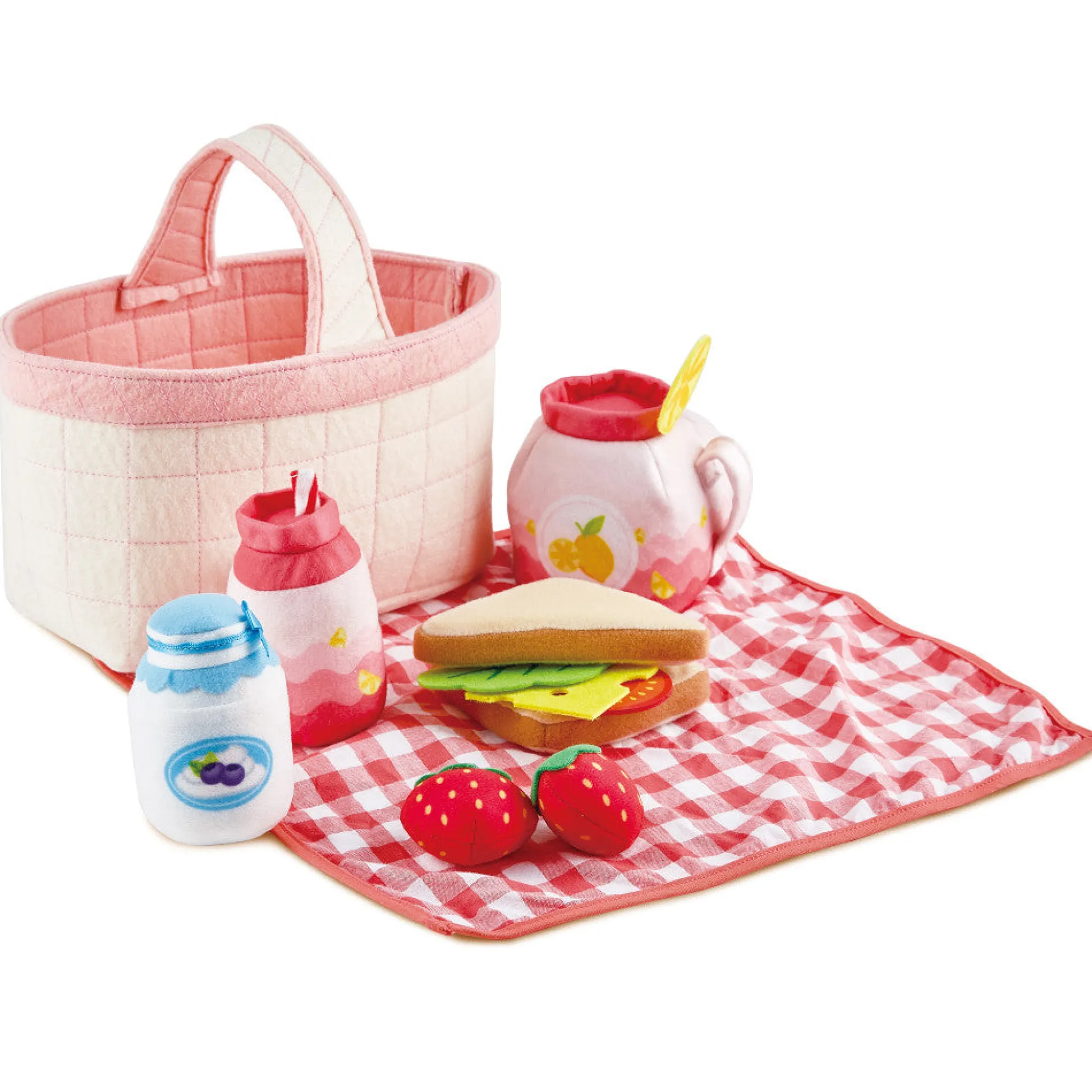 Flat River Group Hape 9-Piece Toddler Picnic Basket Set - Soft Toy Food & Blanket* Kitchens & Play Food|Dress Up