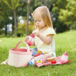 Flat River Group Hape 9-Piece Toddler Picnic Basket Set - Soft Toy Food & Blanket* Kitchens & Play Food|Dress Up
