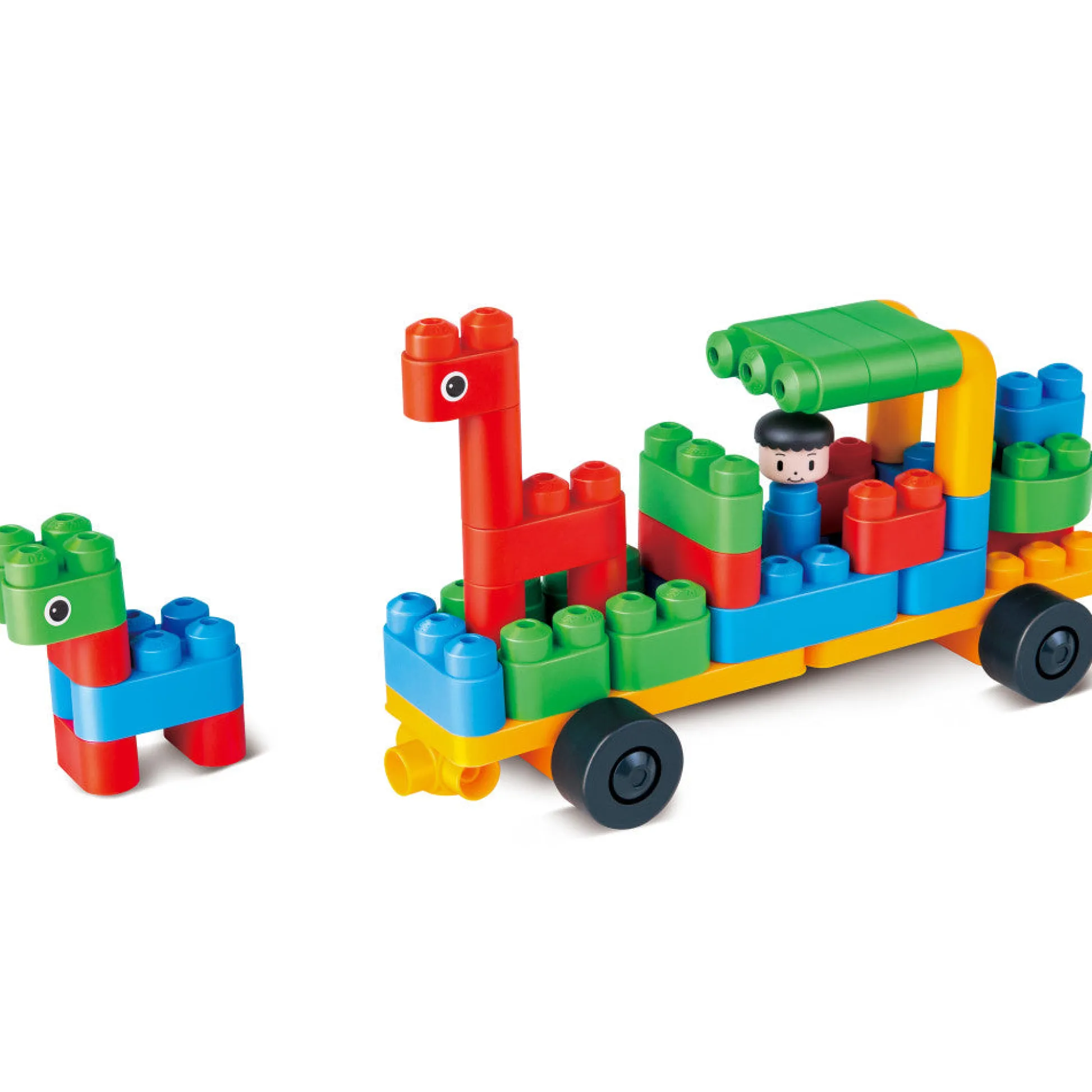 Flat River Group Hape PolyM Zoo Keeper 'n Cars Kit - 40pc Creative Building Blocks Set* Social & Emotional Skills