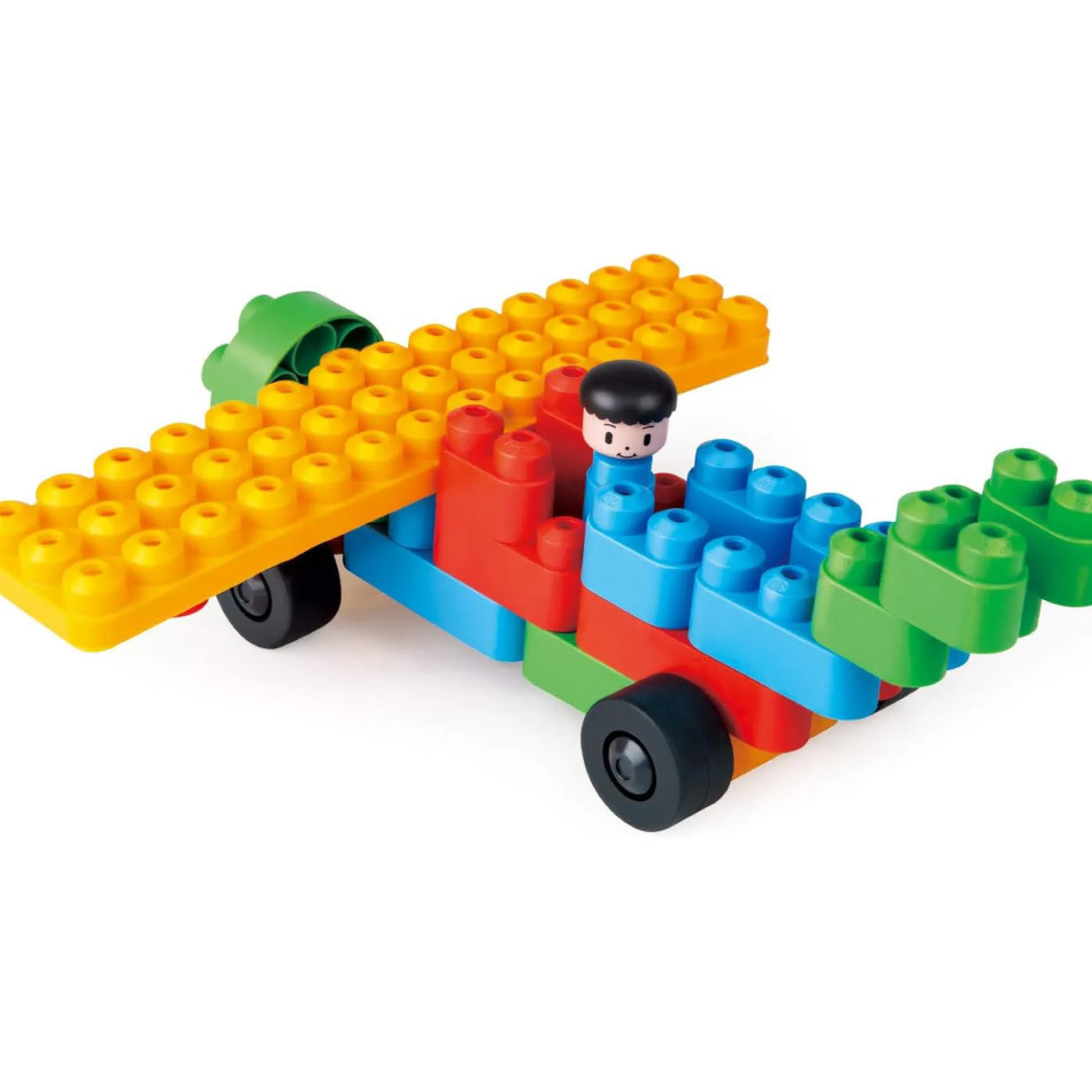 Flat River Group Hape PolyM Zoo Keeper 'n Cars Kit - 40pc Creative Building Blocks Set* Social & Emotional Skills