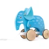 Flat River Group Hape Pull-Along Elephant - Blue Wooden Animal Toy* Developmental Toys