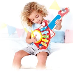 Flat River Group Hape Rainbow 6-in-1 Music Maker Wooden Guitar Toy* Preschool Education Toys & Activities|Musical & Sound Toys