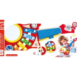 Flat River Group Hape Rainbow 6-in-1 Music Maker Wooden Guitar Toy* Preschool Education Toys & Activities|Musical & Sound Toys
