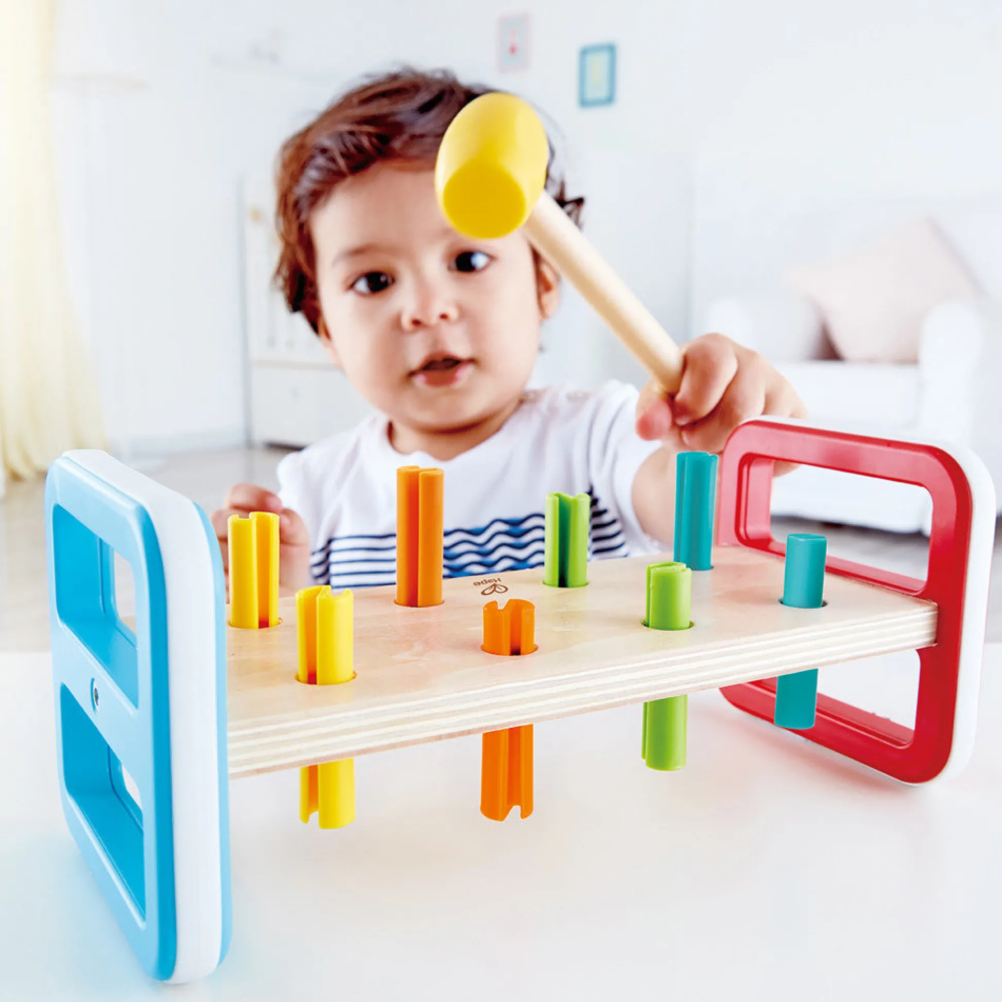 Flat River Group Hape Rainbow Pounder – Colorful Wooden Hammering Bench Toy* Preschool Education Toys & Activities