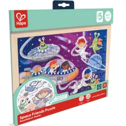 Flat River Group Hape Space Friends 48pc Double-Sided Coloring Jigsaw Puzzle* Puzzles