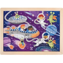 Flat River Group Hape Space Friends 48pc Double-Sided Coloring Jigsaw Puzzle* Puzzles