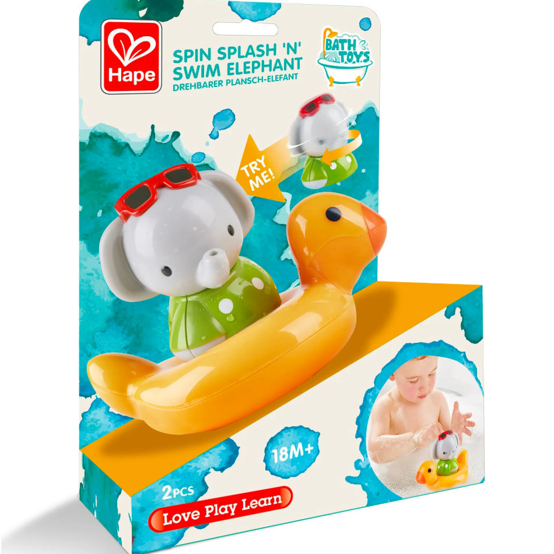 Flat River Group Hape Spin Splash 'n' Swim Elephant – Color-Changing Bath Toy* Bath Toys