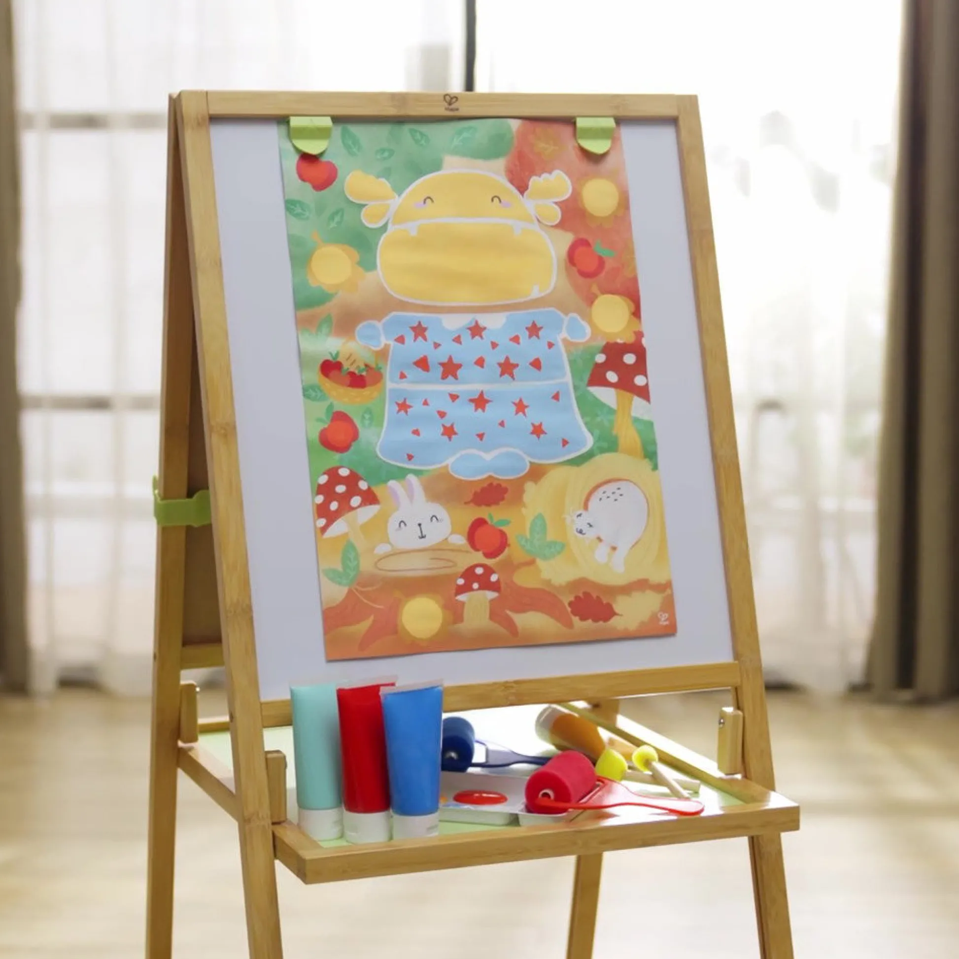 Flat River Group Hape Sponge Painting Fun 24pc Art Set with Stencils and Rollers* Drawing, Color & Painting