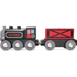Flat River Group Hape Steam-Era Red & Black 3pc Wooden Freight Train Set* Trains & Train Tables