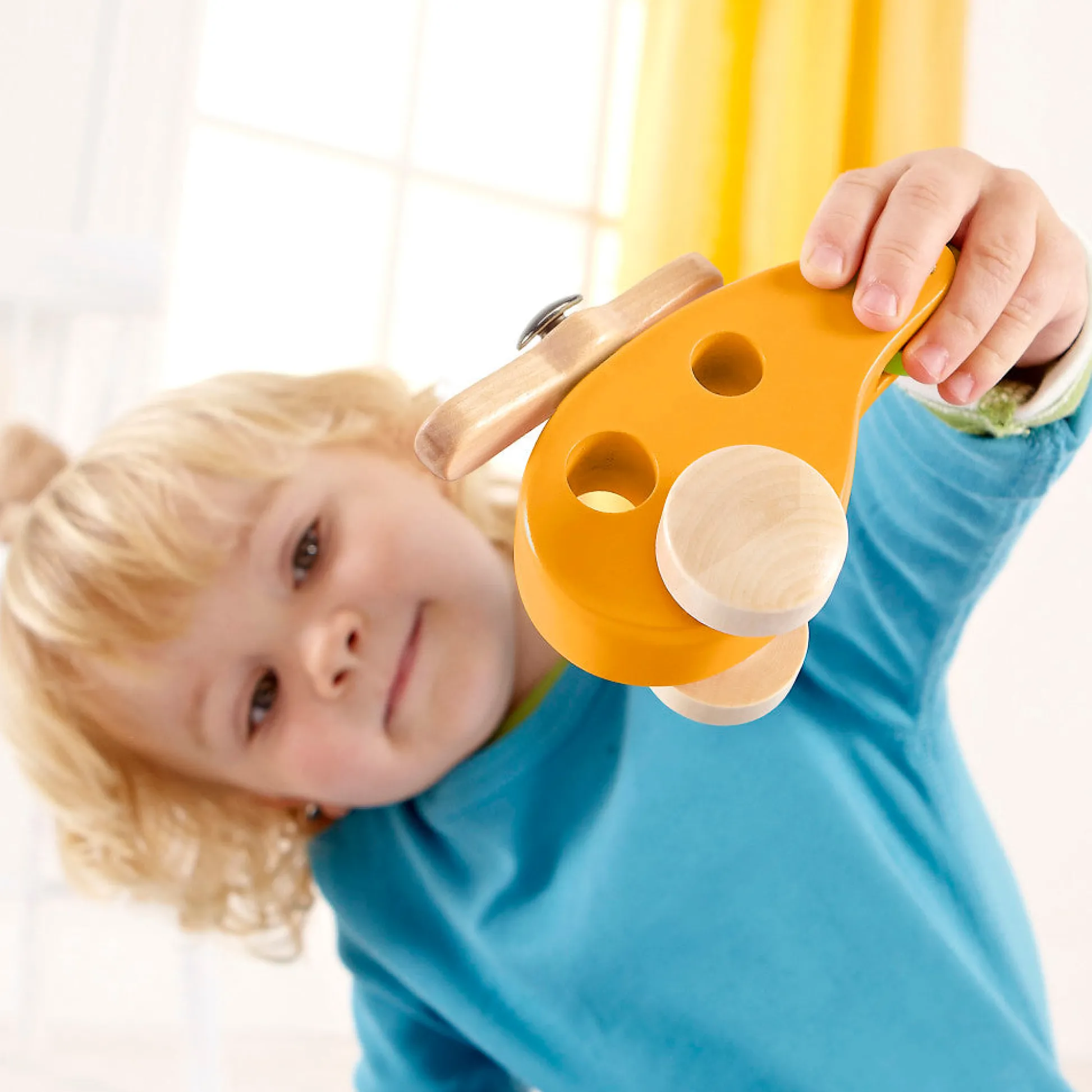 Flat River Group Hape Sunny Yellow Little Copter - Wooden Toy Helicopter for Toddlers* Preschool Education Toys & Activities|Preschool Vehicles