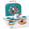 Flat River Group Hape Tea Time Playset - 15pc Teal & Pink with Carry Case* Kitchens & Play Food|Dress Up