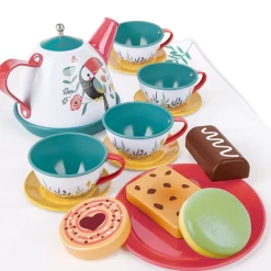 Flat River Group Hape Tea Time Playset - 15pc Teal & Pink with Carry Case* Kitchens & Play Food|Dress Up