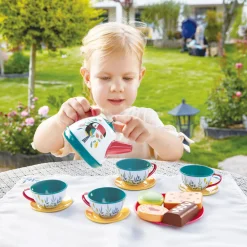 Flat River Group Hape Tea Time Playset - 15pc Teal & Pink with Carry Case* Kitchens & Play Food|Dress Up
