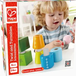 Flat River Group Hape Twist & Turnables - Colorful Wooden Shapes Blocks* Preschool Education Toys & Activities|Preschool Building Sets & Blocks