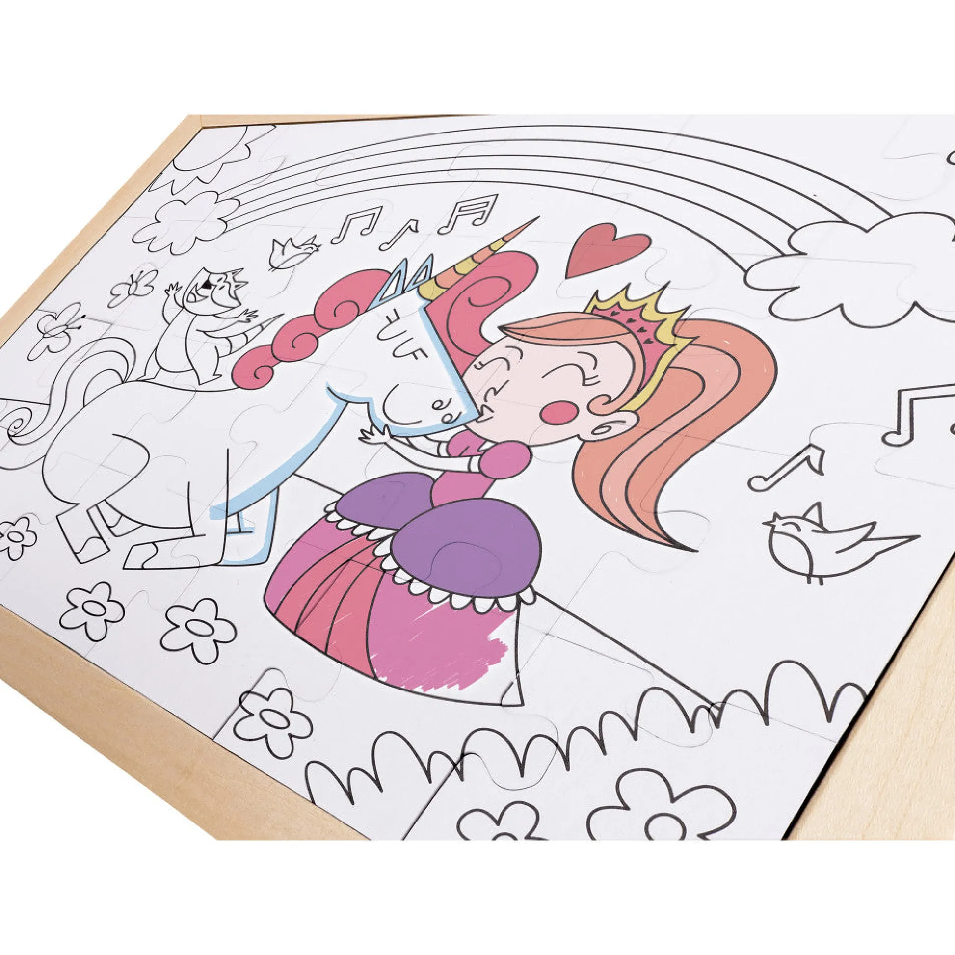 Flat River Group Hape Unicorn Friends 24pc Double-Sided Coloring Puzzle* Puzzles