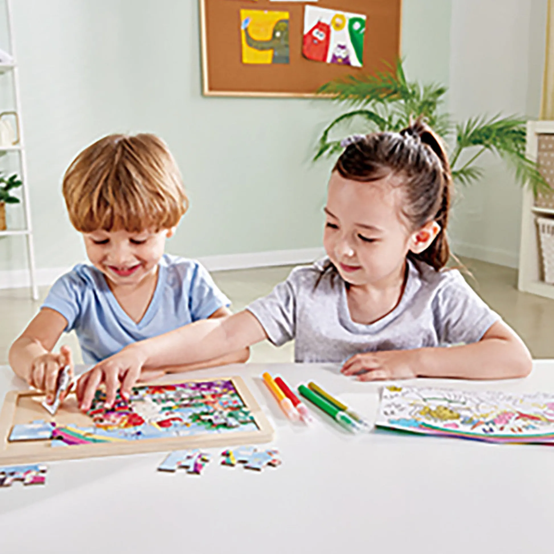Flat River Group Hape Unicorn Friends 24pc Double-Sided Coloring Puzzle* Puzzles