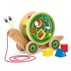 Flat River Group Hape Walk-A-Long Snail - Wooden Shape Sorter Pull Toy for Toddlers* Preschool Education Toys & Activities