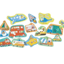 Flat River Group Hape Wheels & Wonders 15-Pack Mini Vehicle Puzzles* Toddler & Preschool Games & Puzzles|Puzzles
