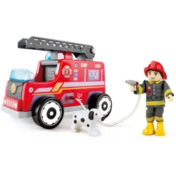 Flat River Group Hape Wooden Fire Truck Playset with Action Figures - Red* Playsets & Vehicles