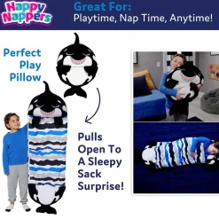 Flat River Group Happy Nappers 54 inch Ozzy The Black Shark 2-in-1 Plush Pillow and Sleepy Sack* Stuffed Animals|Stuffed Animals & Plush Toys